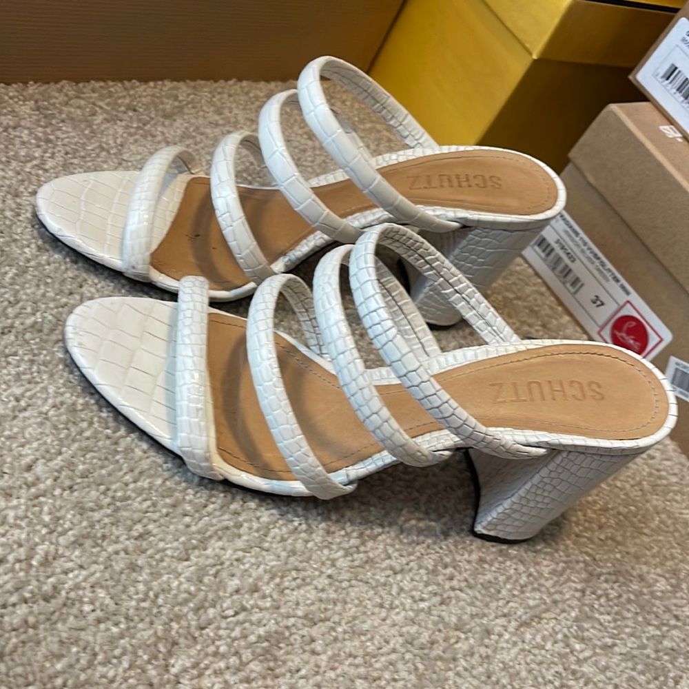 Schutz felisa embossed croc patent leather heels